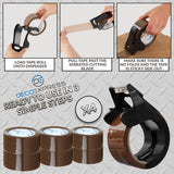 DECO EXPRESS Packaging Tape Dispenser with Tape - Small Dispenser Brown, 4 Pack - Get Trend