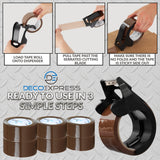 Packaging Tape Dispenser with 6 Rolls - Small Dispenser Brown - Get Trend