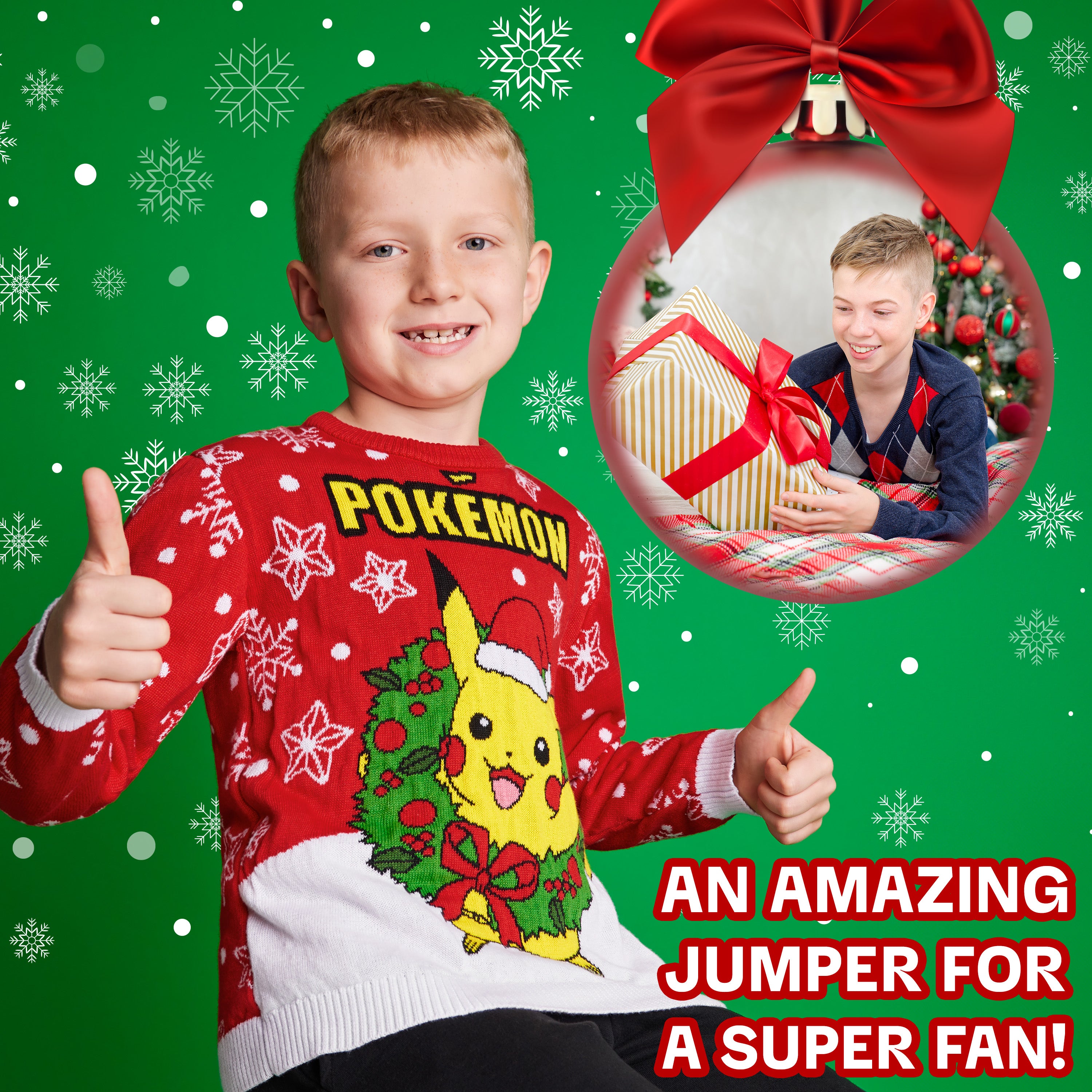 Pokemon Christmas Jumper Kids Teenagers - Red - Get Trend