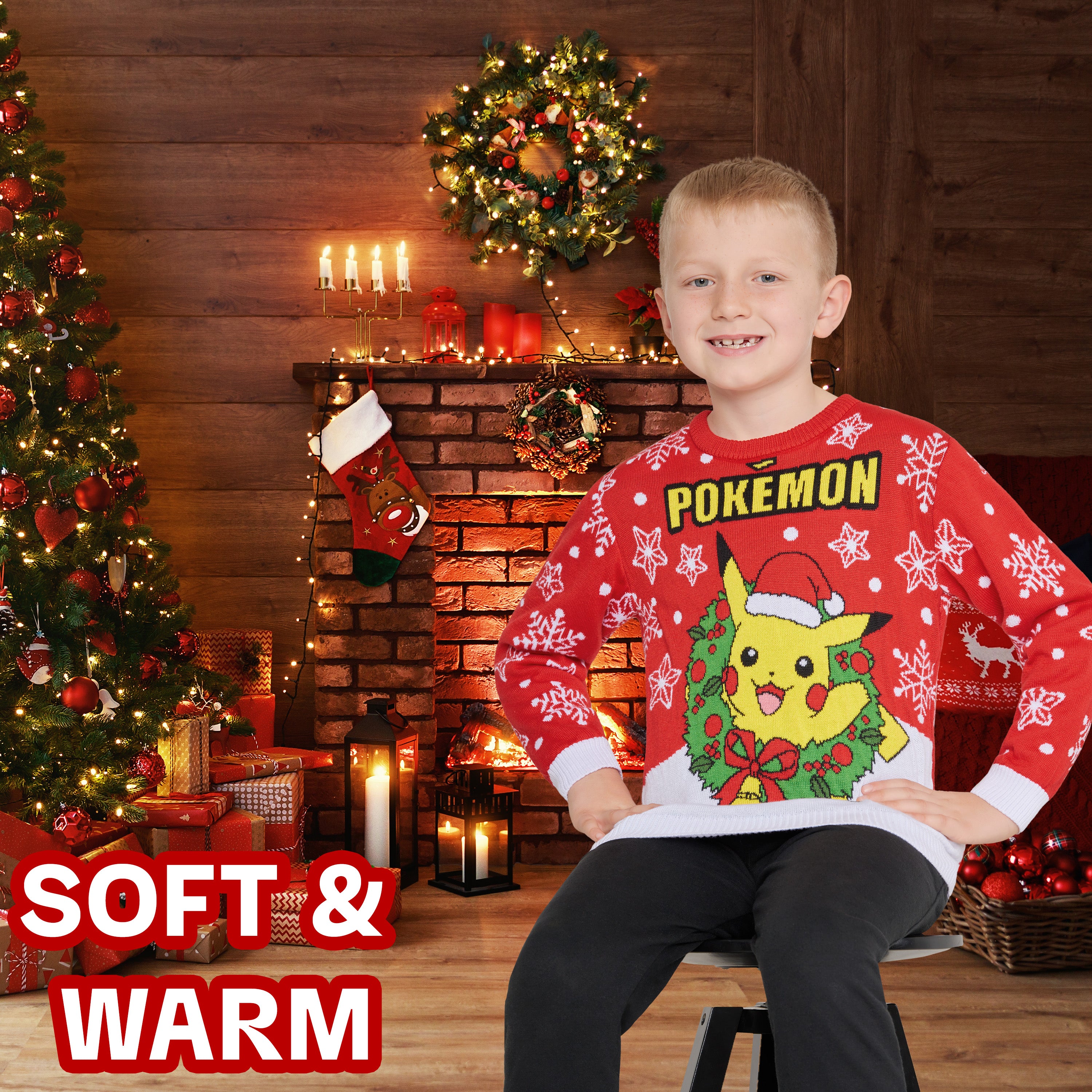 Pokemon Christmas Jumper Kids Teenagers - Red - Get Trend