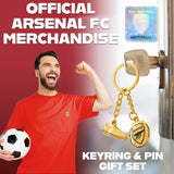 Arsenal F.C. Keyring and Pin Badge Gift Set, Supporters Gear - Football Gifts