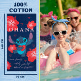 Disney Beach Towel for Kids, 100% Cotton quick drying 70 x140cml (Blue/Red Stitch)