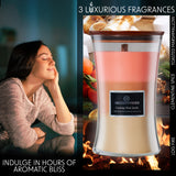 DECO EXPRESS Scented Candles with 3 Layer Scent Trilogy Crackle Wick Candle Long Burning Hourglass Candle Calming Home Decor Housewarming Gifts (Toasted Marshmallows/Clementine Spice/Log Fire)