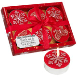 DECO EXPRESS Christmas Tealight Candle Set, Multipack of 6, with 6 Hours Burning Time Festive Xmas Decor Unscented (Red 6 Pack)