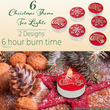 DECO EXPRESS Christmas Tealight Candle Set, Multipack of 6, with 6 Hours Burning Time Festive Xmas Decor Unscented (Red 6 Pack)