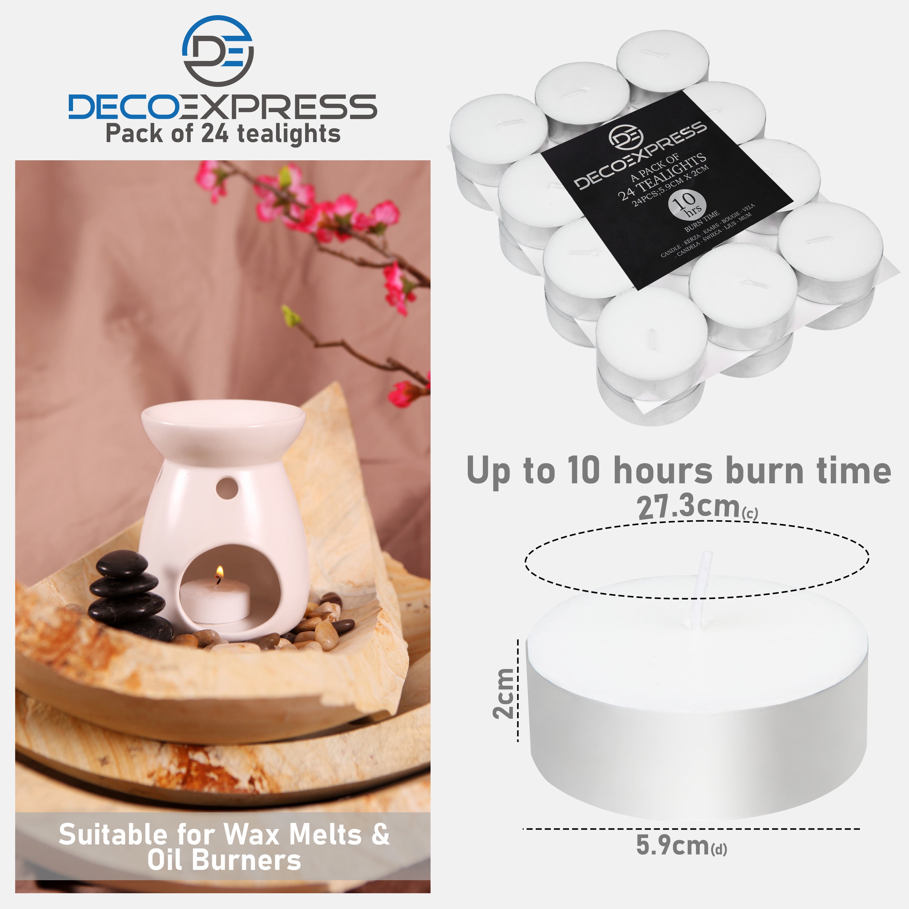 Deco Express Tealight Candles Multipack - White 24/10 Hour - Get Trend