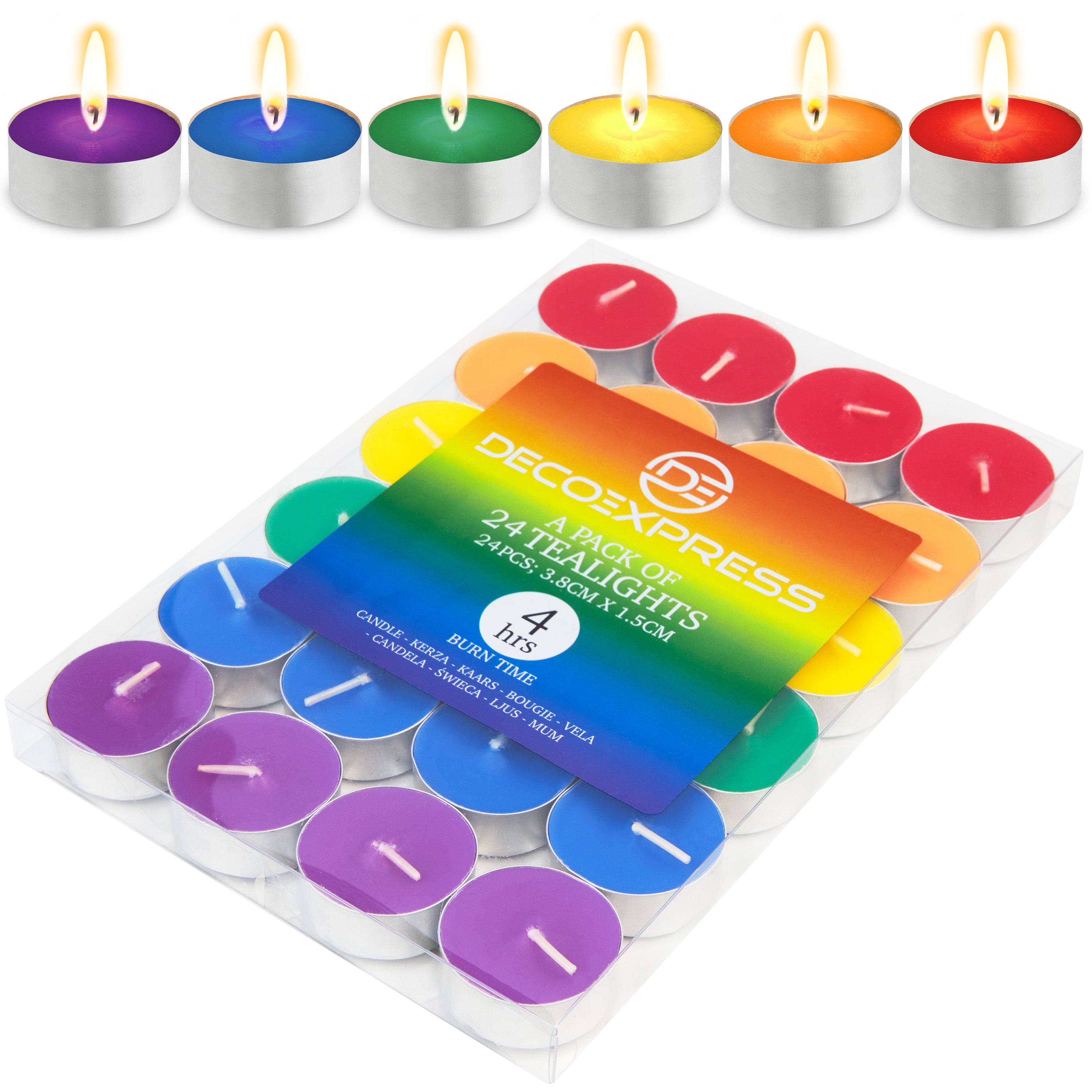 Deco Express Tealight Candles Multipack - Multi 24/4 Hour - Get Trend