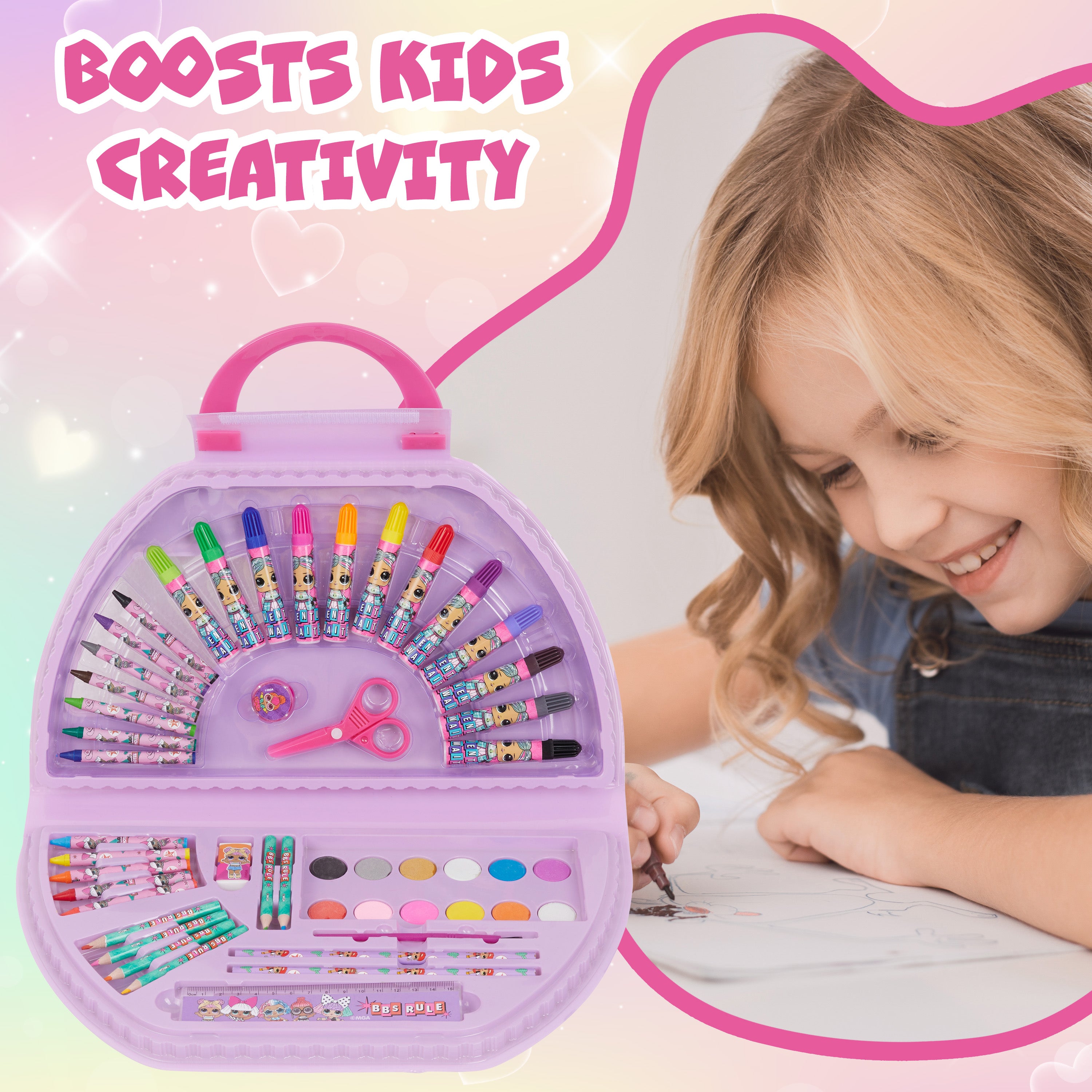 L.O.L. Surprise! Painting Art Set - Kids Colouring Sets - Pink 40 Pcs - Get Trend