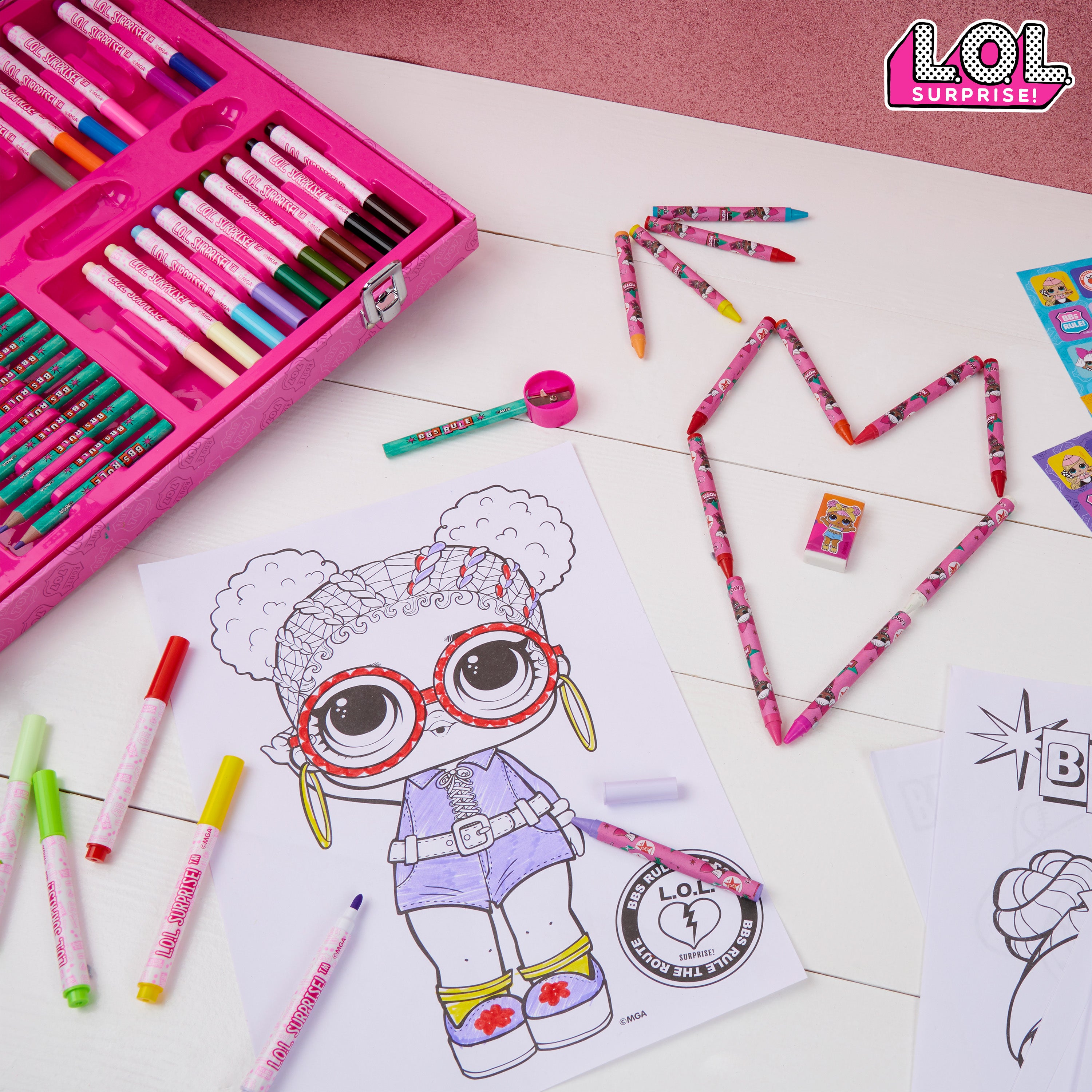 L.O.L. Surprise! Painting Art Set - Kids Colouring Sets -Pink 130 Pcs - Get Trend