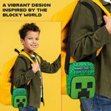 Minecraft Kids Shoulder Bag, Creeper Crossbody Bag with Adjustable Strap - Gamer Gifts for Boys