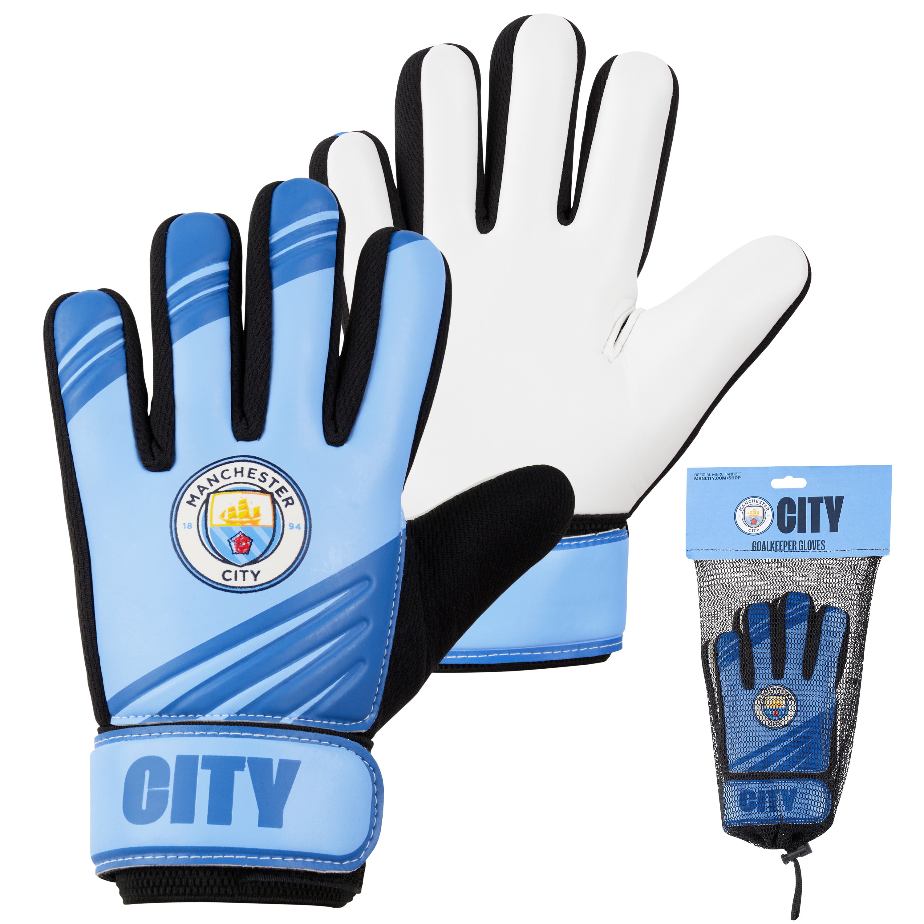 Manchester City F.C. Goalkeeper Gloves for Kids - Size 5 - Get Trend