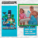 Minecraft Beach Towel for Kids, 100% Cotton Quick Dry Swimming Towel 70 x 140cm