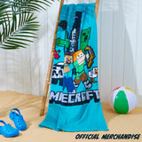 Minecraft Beach Towel for Kids, 100% Cotton Quick Dry Swimming Towel 70 x 140cm