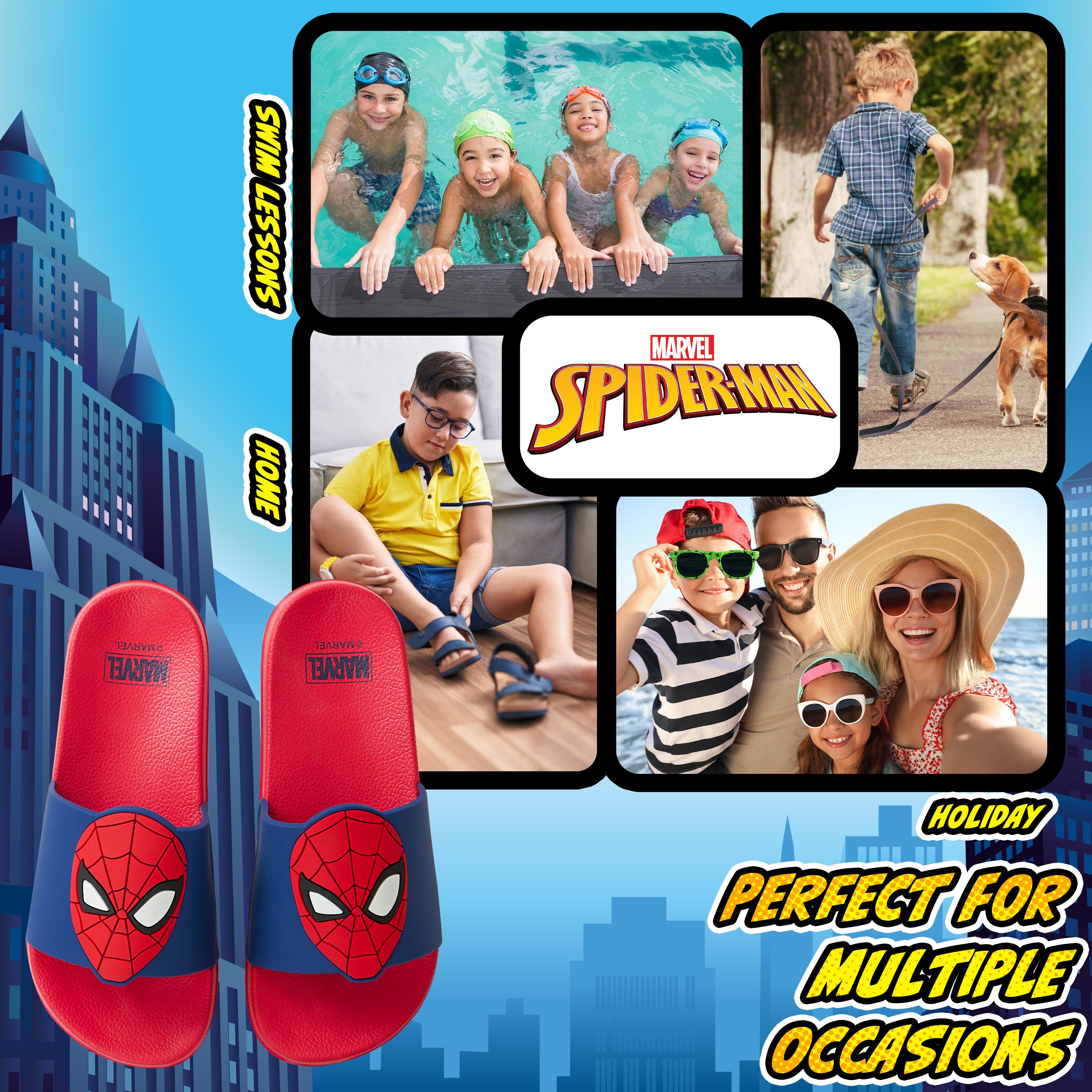 Marvel Boys Sliders Spiderman Kids Beach Shoes, Boys Sliders - Get Trend