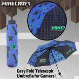 Minecraft Umbrella Kids Clear Dome Folding Umbrella Boys and Girls Travel - Get Trend