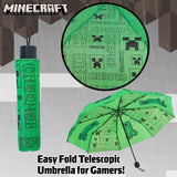 Minecraft Umbrella Kids Clear Dome Folding Umbrella Boys and Girls Travel Telescopic Stick Umbrella - Get Trend