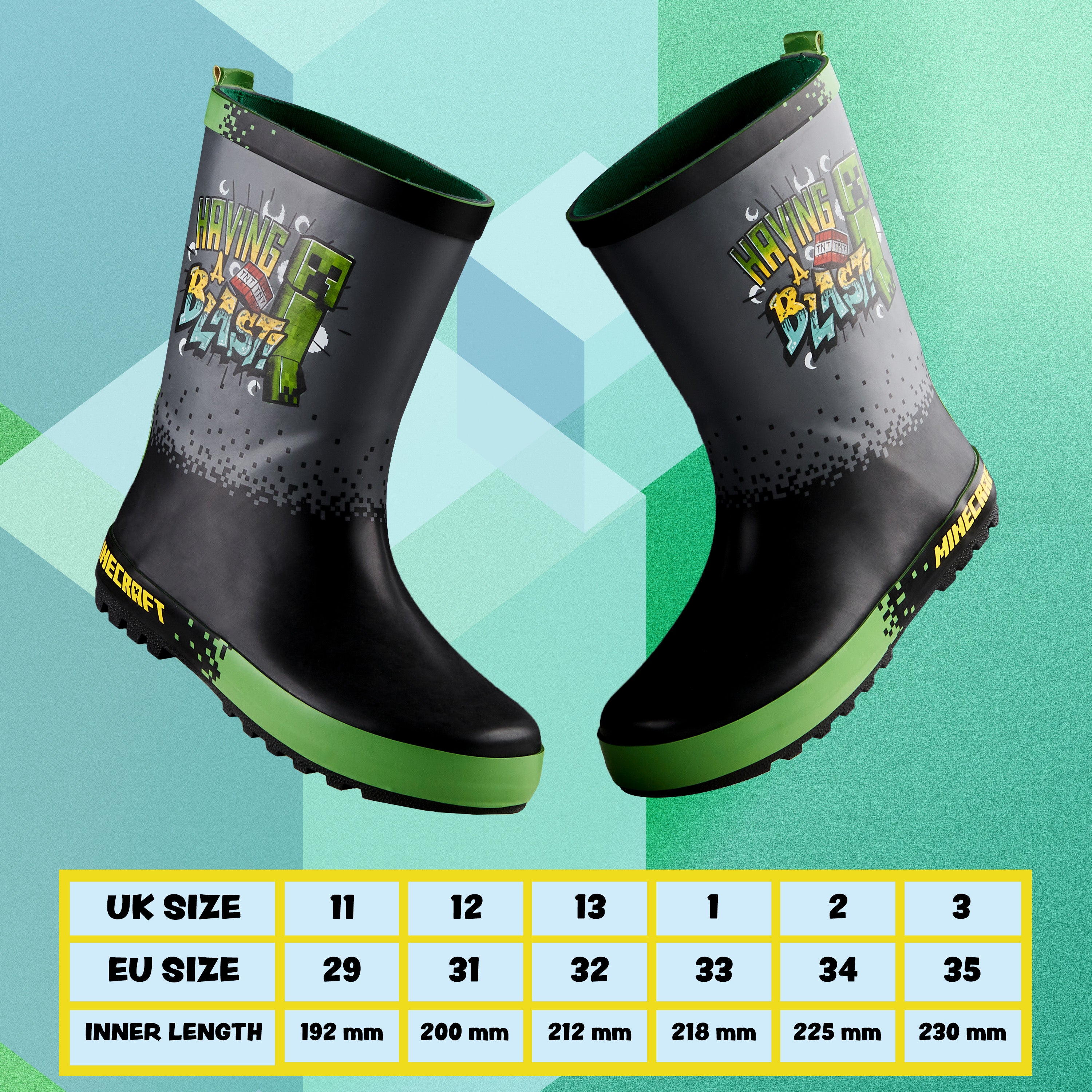 Minecraft Kids Wellies, Gamer Wellington Boots for Boys and Girls - Get Trend