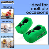 Minecraft Boys Slippers, Cosy Creeper Indoor House Shoes - Gamer Gifts for Boys