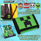 Minecraft Boys Wallets for Kids with Card Slots, Zip Coin Pocket & Keyrings - Get Trend