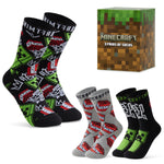 Minecraft Boys Socks 3 Pack, Multicolored Socks for Boys - Get Trend