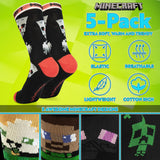 Minecraft Boys Socks  5 Pack - Cotton-Rich Socks - Get Trend