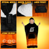 Naruto Fleece Hoodie Blanket for Boys and Teenagers - Black/Orange - Get Trend