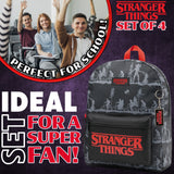 Stranger Things 4 Piece School Backpack Set with Lunch Bag Water Bottle Keyring