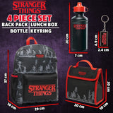 Stranger Things 4 Piece School Backpack Set with Lunch Bag Water Bottle Keyring