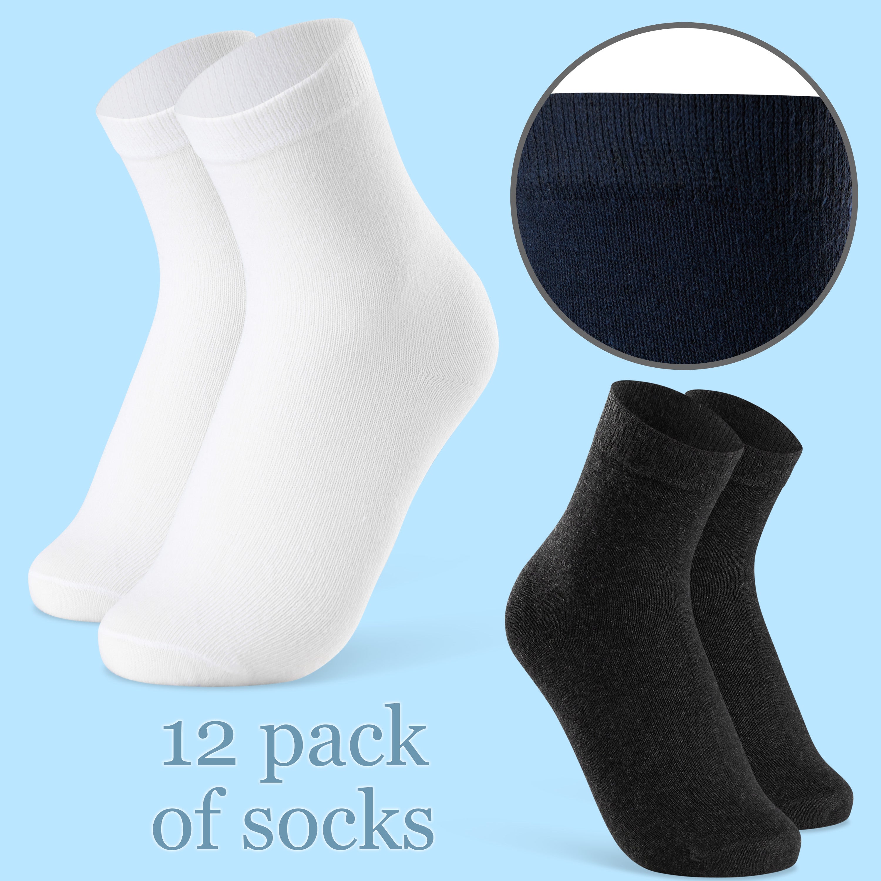 CityComfort Boys Calf Socks - Pack of 12 - Get Trend