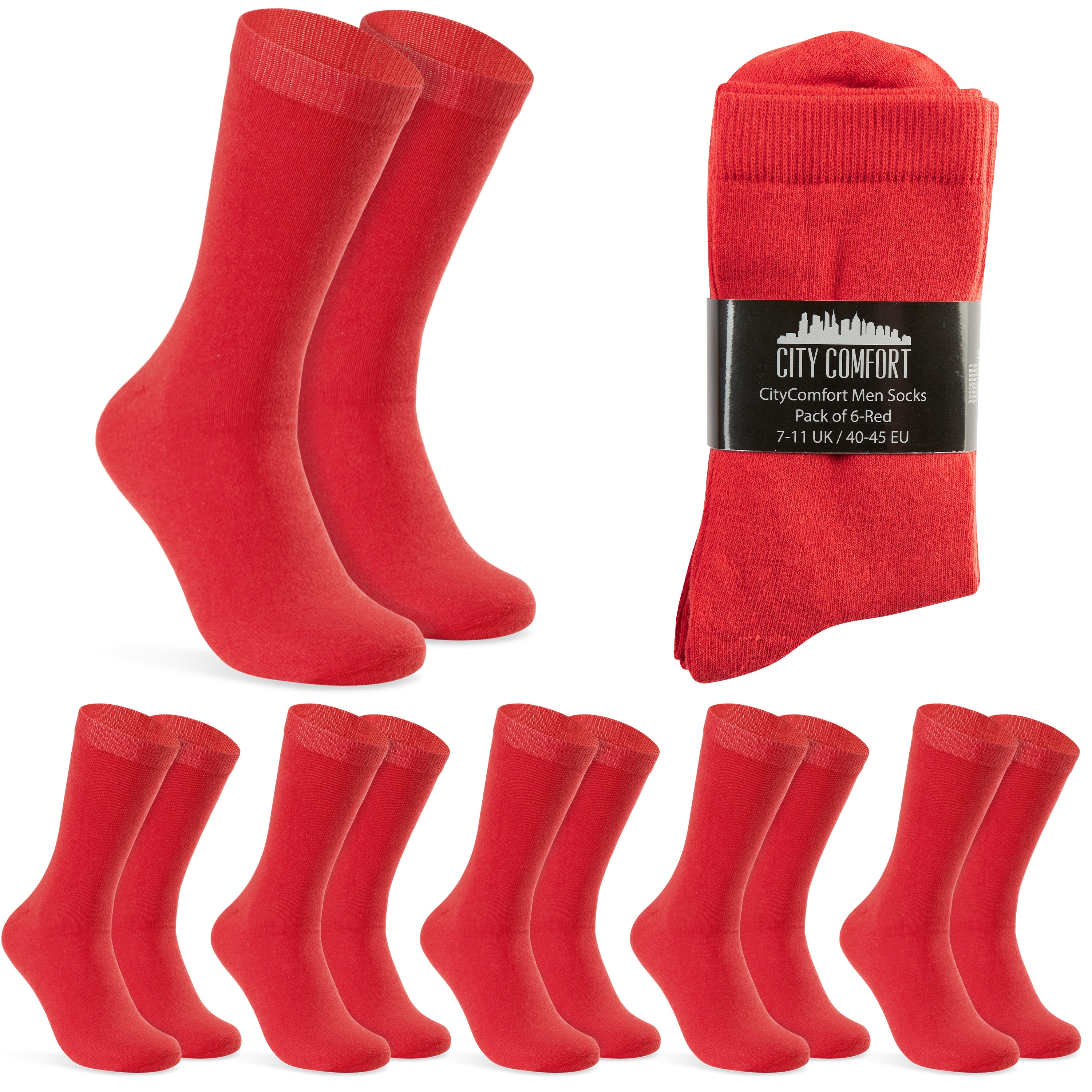 CityComfort Mens Calf Socks, Breathable Crew Socks Multipack - Pack of 6 - Get Trend