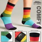 CityComfort Calf Socks for Women and Teenagers - Rainbow - Pack of 6 - Get Trend