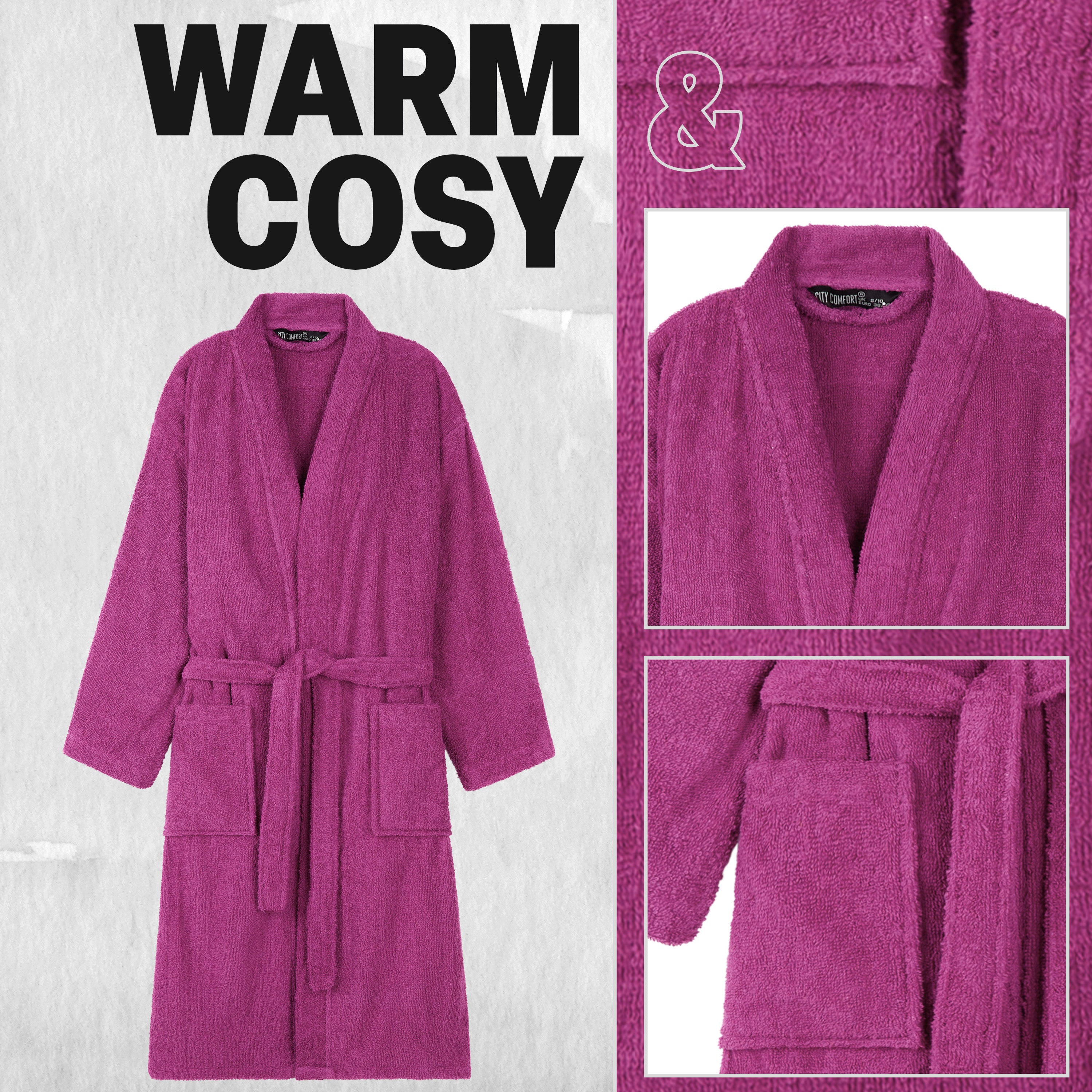 Bath Robes for Women - Absorbent Cotton Terry Towelling Bathrobe - Get Trend