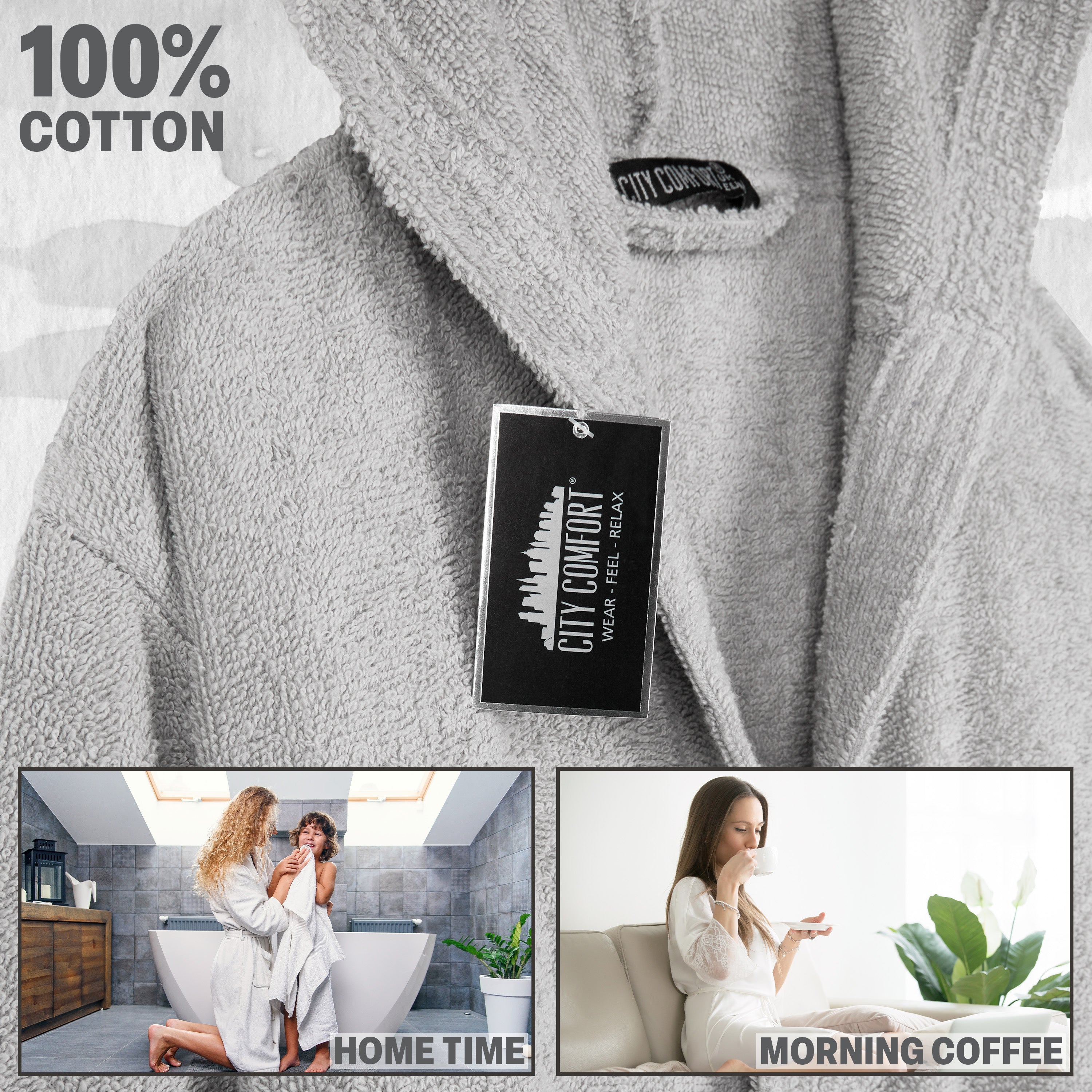 Hooded Bath Robes for Women - Absorbent Cotton Terry Towelling Bathrobe - Get Trend