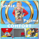 SONIC THE HEDGEHOG, Shadow Boys Long Sleeve Pyjama Set, Cosy Nightwear Soft PJs Loungewear Sleepwear, Gaming Gifts for Boys