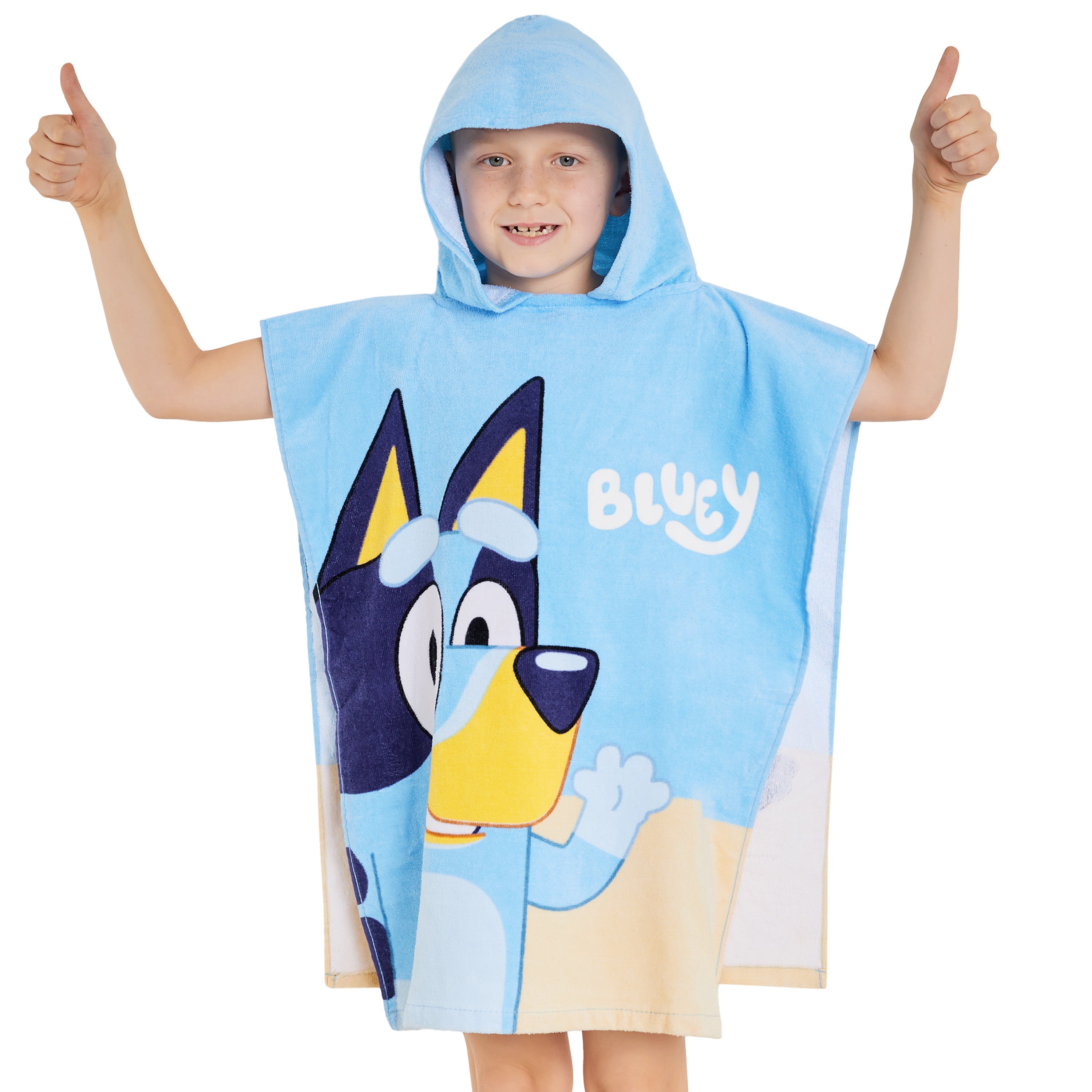 Bluey Towelling Poncho - Hooded Dry Robe for Kids,  Beach Poncho - Get Trend