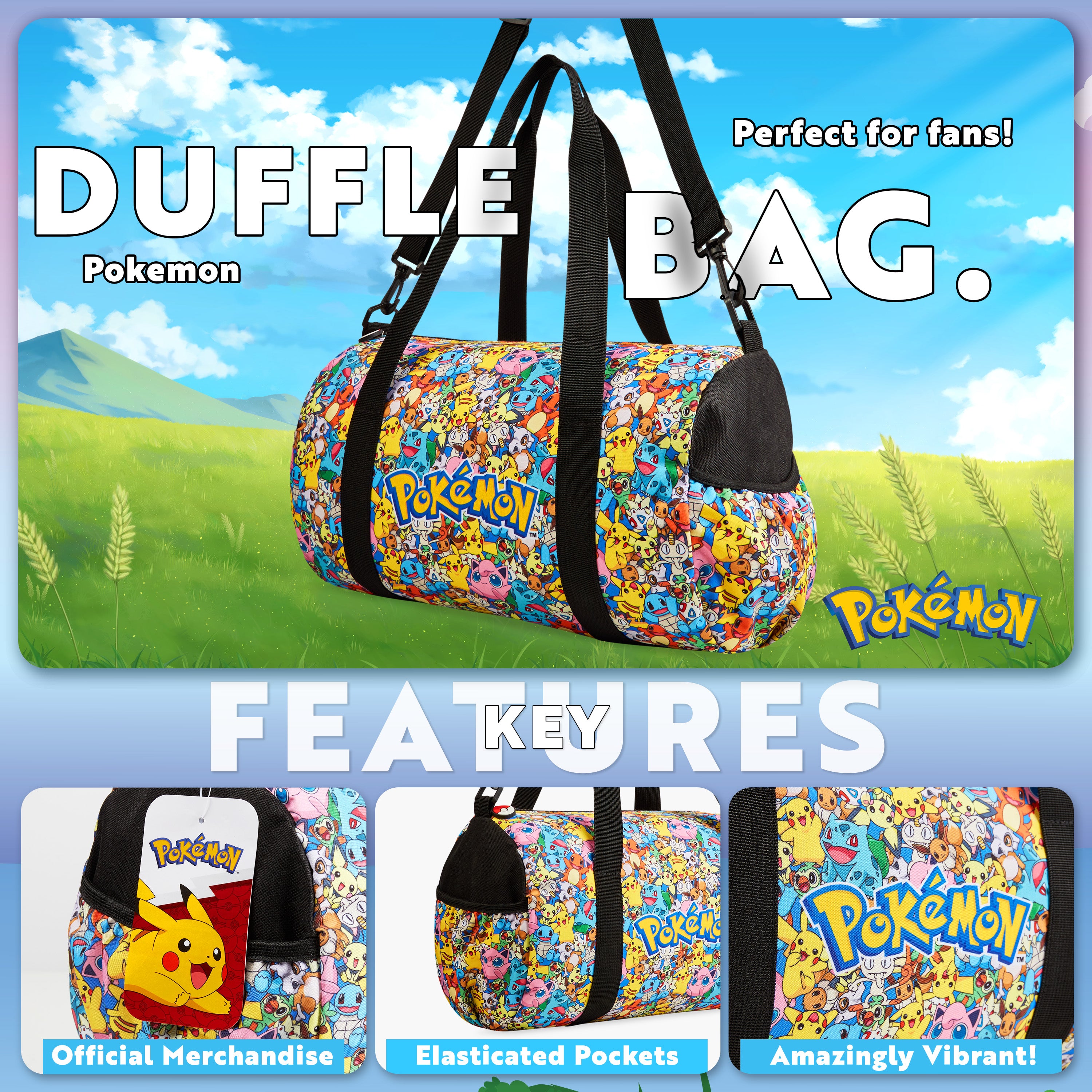 Pokemon Duffle Bag for Kids, Gym Bag or Travel Duffle Bag for Kids - Get Trend