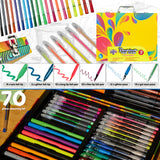 KreativeKraft Colouring Pens Set 70 Pcs, Felt Tip Pens Glitter Gel Pens Glitter Markers in Art Case