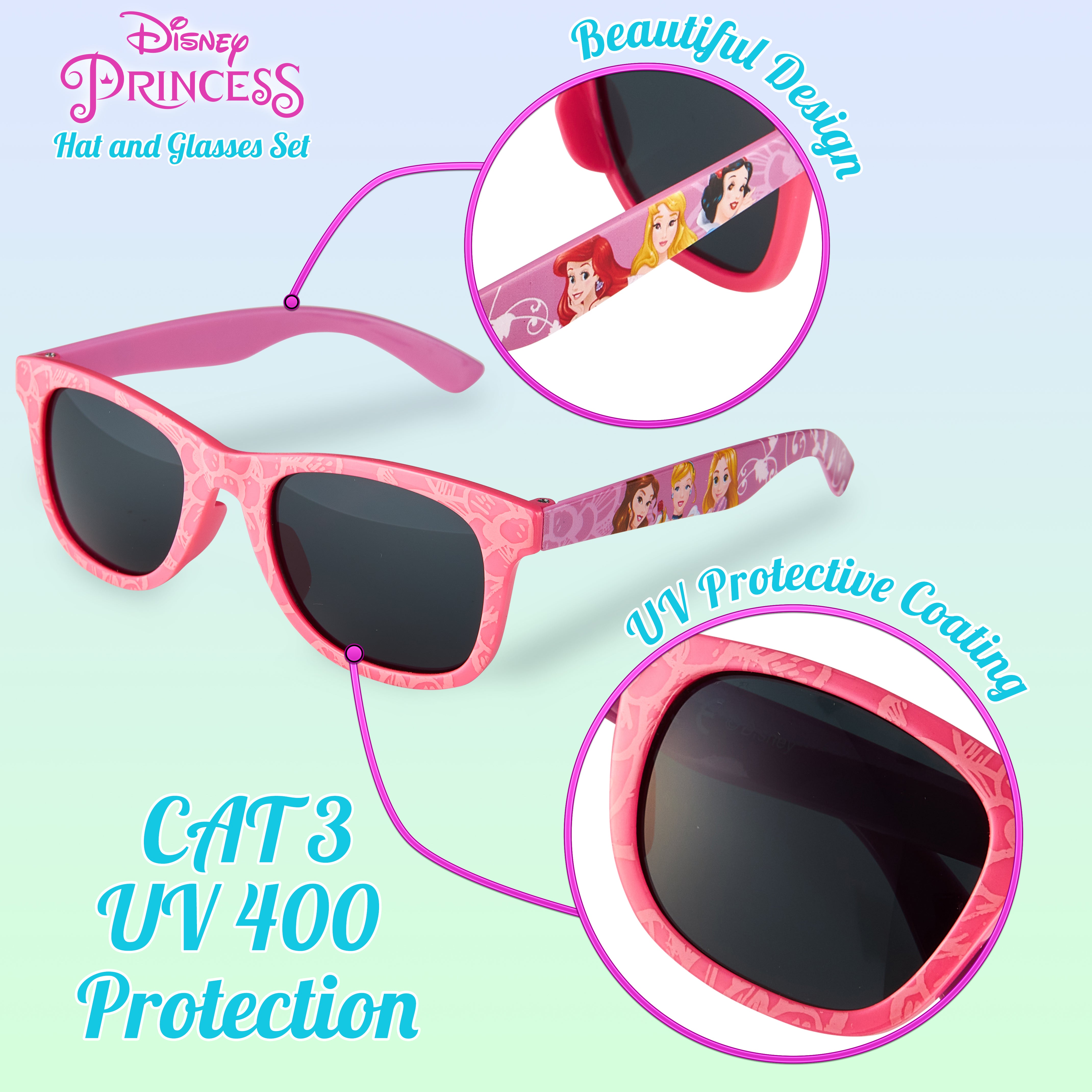 Disney Princess Baseball Cap & Kids Sunglasses, Girls Sun Hat & Sunglasses - Get Trend