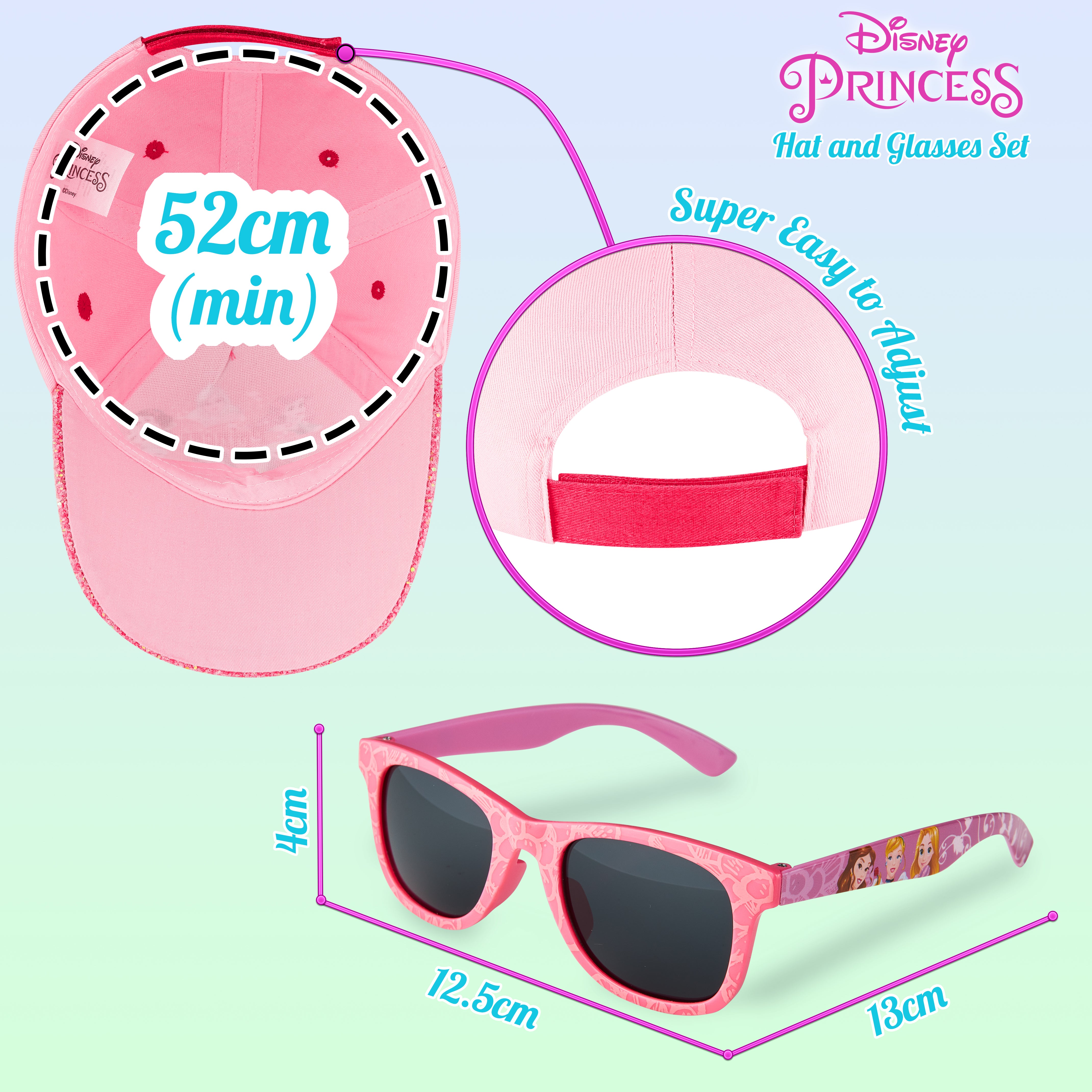 Disney Princess Baseball Cap & Kids Sunglasses, Girls Sun Hat & Sunglasses - Get Trend