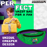 Minecraft Boys Fashion Waist Pack with Adjustable Strap, Creeper Travel Bag - Gamer Gifts (Green)