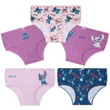 Disney Stitch Girls Knickers, Comfy Breathable Cotton Underwear for Kids -  Pack of 5