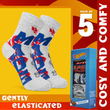 Hot Wheels Boys Calf Socks, Soft Breathable Kids Socks Pack of 5 - Gifts for Boys