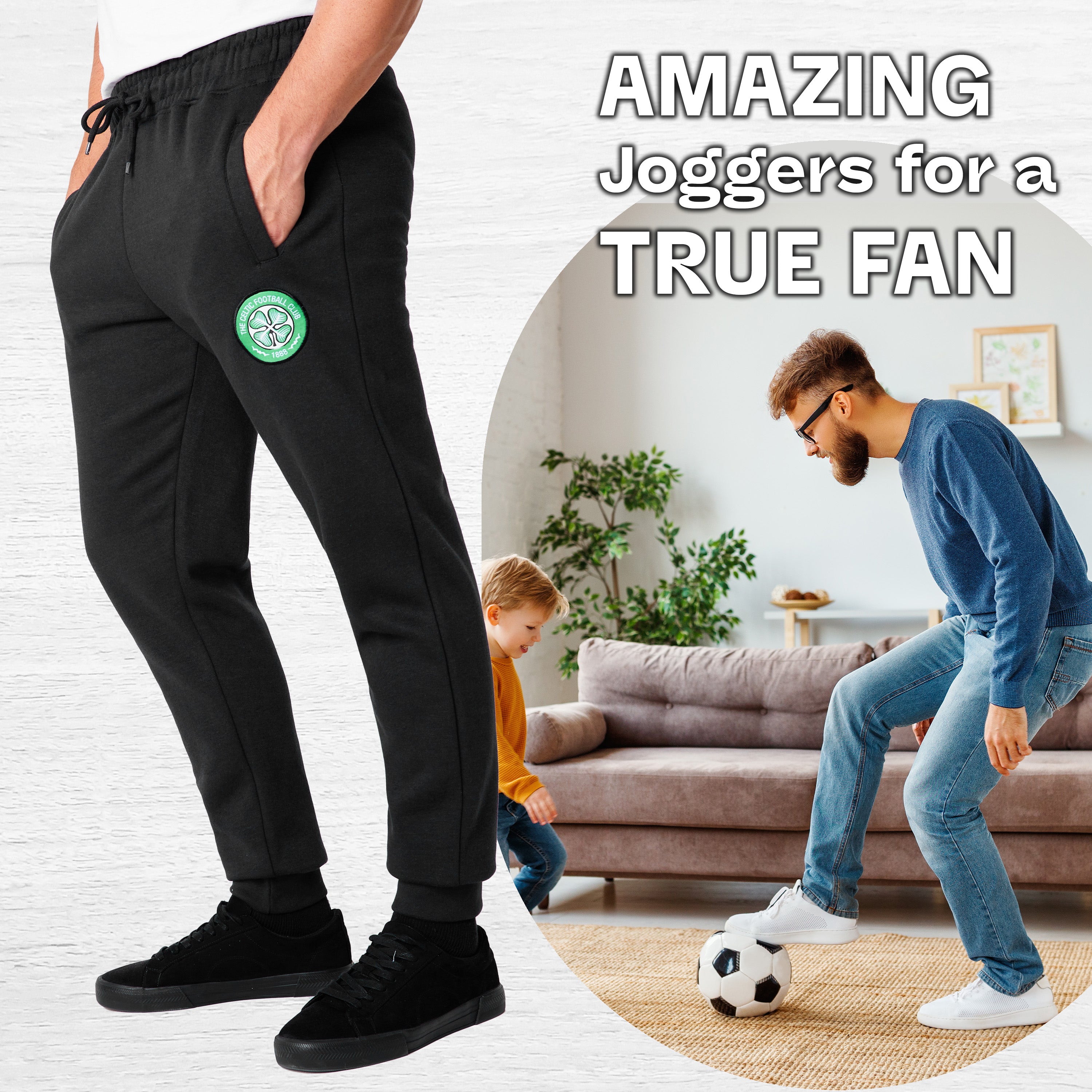 Celtic F.C. Mens Sweatpants with 2 Pockets and Cuffed Bottoms - Get Trend