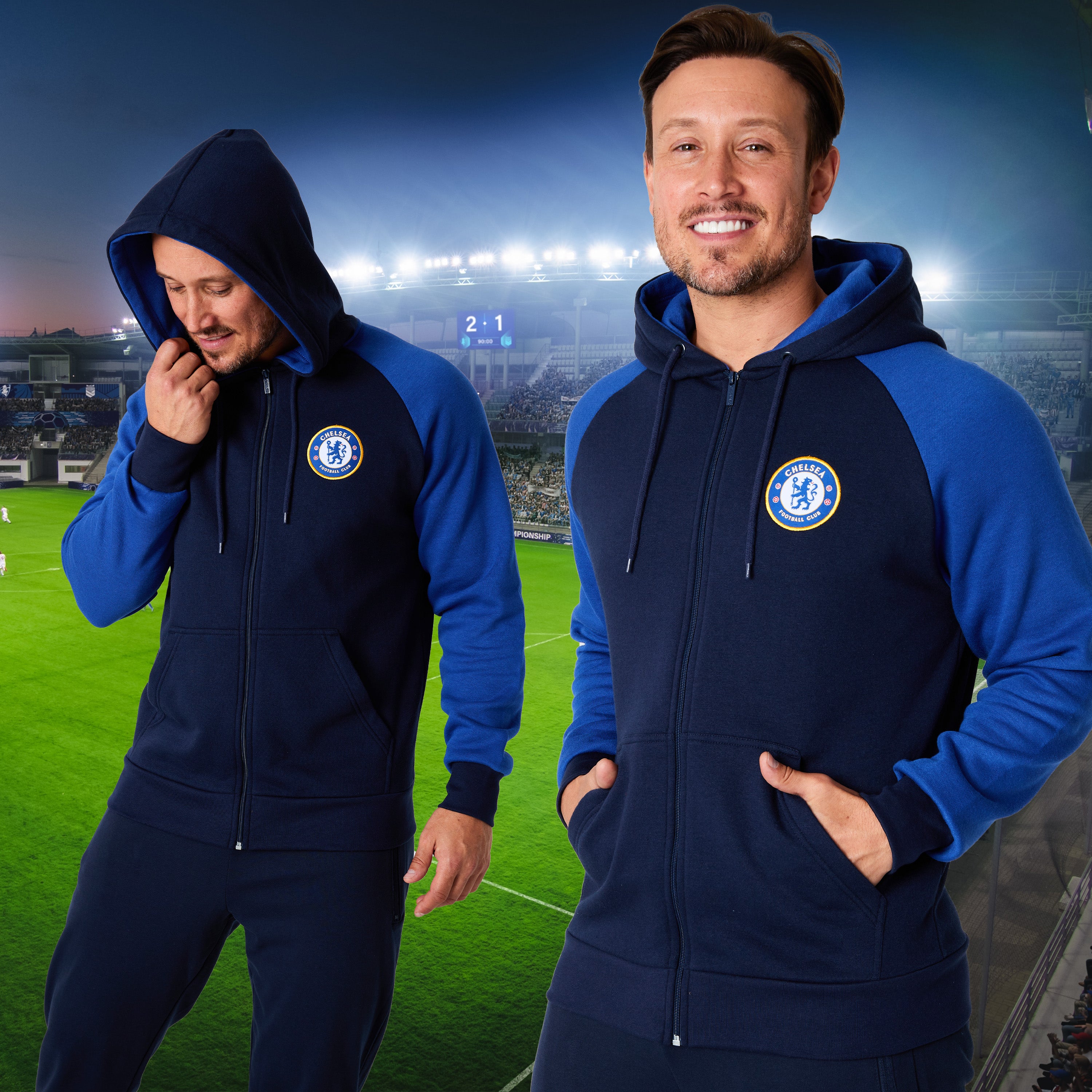 Chelsea F.C. Mens Zip Up Hoodie with Pockets - Get Trend