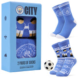 Manchester City F.C. Boys Novelty Socks with Mini Football, Breathable Comfy