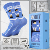 Manchester City F.C. Boys Novelty Socks with Mini Football, Breathable Comfy