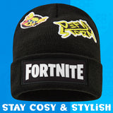 Fortnite Boys and Teenagers Beanie Hat, Warm Cosy Knitted Winter Hat Winter Accessories - Gifts for Gamers Black