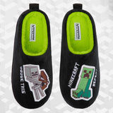 Minecraft Boys Slippers, Cosy Creeper Indoor House Shoes - Gamer Gifts for Boys