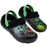 Minecraft Boys Winter Clogs Fleece Lining & Charms, Kids Teens Garden Shoes Slip On with Strap