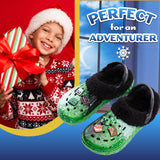 Minecraft Boys Winter Clogs Fleece Lining & Charms, Kids Teens Garden Shoes Slip On with Strap